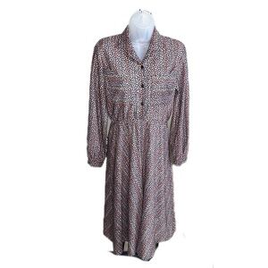 Vintage Long Sleeve Shirtdress With Graphic Print Size Small to Medium